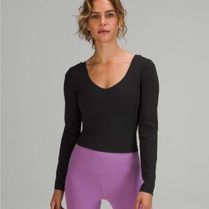 Lululemon Black Long Sleeve Open Back Yoga/Pilates Crop